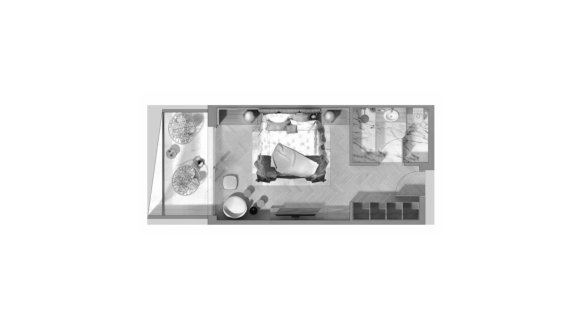Apartment floor plan, 1 bedroom in THE COTE D`AZUR HOTEL No. 11007 (2D)