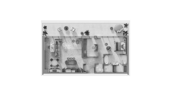 Apartment floor plan, 1 bedroom in THE COTE D`AZUR HOTEL No. 11010 (2D)